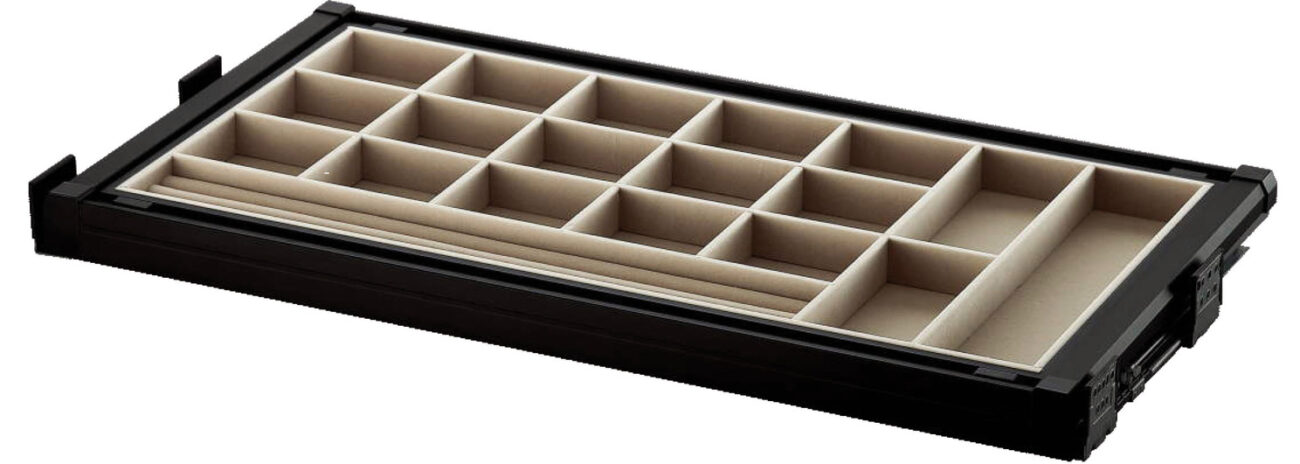 Hafele Pull Out Storage Box | with Felt Organiser Frame Interior