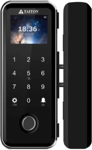 TAITON Digital Glass Door Lock for Swing Door Without Cutout | Colour - Black (TAM-DL-G2G BLACK)