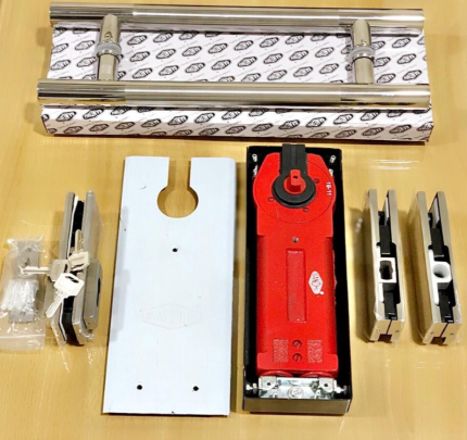 Sleek Double Cylinder Floor Hinge Combo Set