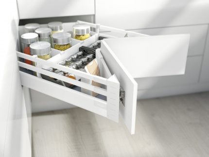 Blum Space Corner TANDEMBOX Antaro with BLUMOTION 65 Kg Capacity High Fronted Pull-Out - Height D (203 mm)