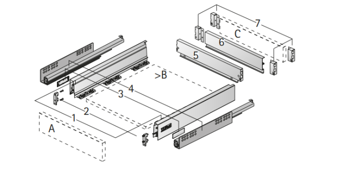 Hettich Tandem Drawers Set - InnoTech Silver 470 mm