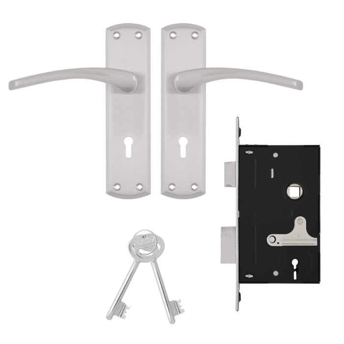 Godrej Mortise Door Lock Handle Set | 175mm ELC 01 | 6-Lever Locking Mechanism |Satin Steel Finish