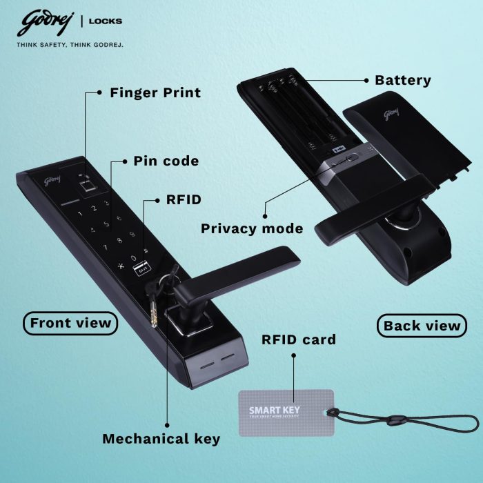 Godrej Catus Touch Plus I Smart Digital Lock/Locks for Wooden Main Door I 4 in 1 Access I Black Finish