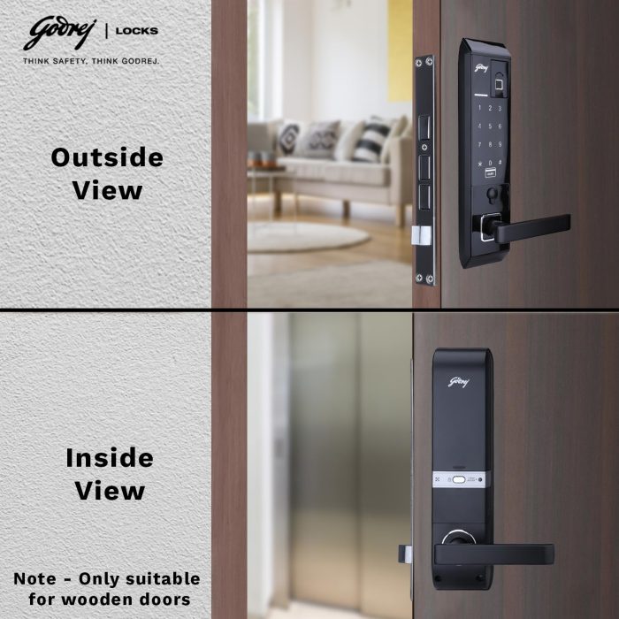Godrej Advantis Revolution Smart Digital Lock/Locks for Wooden Main Door | 4 in 1 Access | Black