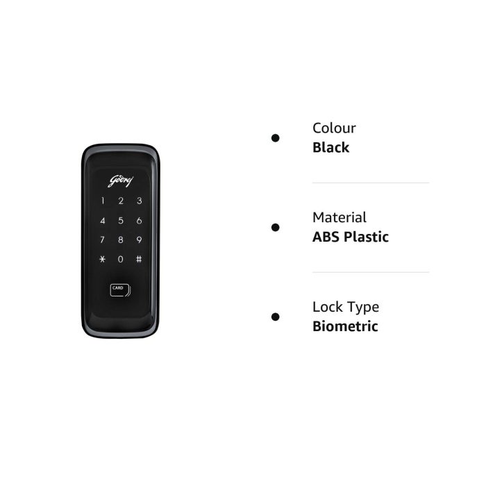 Godrej Advantis Rimtronic RF Digital Lock for Wooden Door | 2 in 1 Access | PIN Access | RFID Card | Black