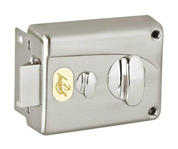 Godrej Locks Premium Night Latch Inside Opening Key Lock | Brushed Steel Finish | Steel