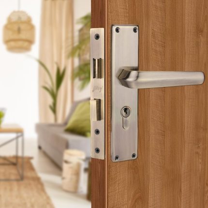 Godrej Locks Steel Polished Handlesets, Godrej Mortise NEH 20-1 CK Door Handle Lock | Antique Brass Finish