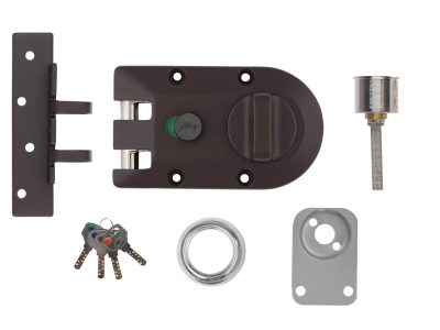 Godrej Vertibolt Ultra XL+ Brown double door rim Lock set with 4 Keys | Powder Coated, price