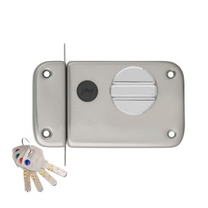 Godrej Ultra XL+ 1CK Deadbolt Rim Door Lock | Satin Nickel Finish Padlock