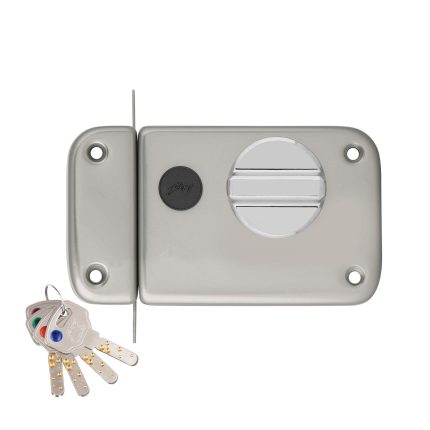 Godrej Ultra XL+ 1CK Deadbolt Rim Door Lock | Satin Nickel Finish Padlock