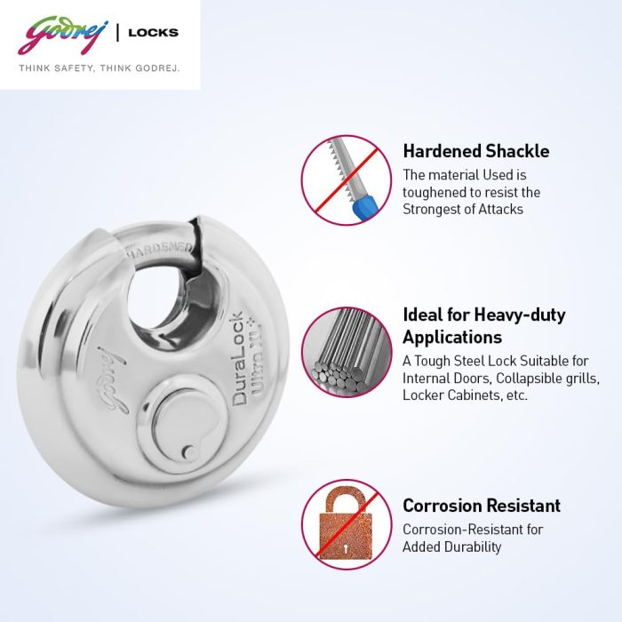 Godrej Duralock Ultra XL+ Technology Padlock with SS304 | Steel Body