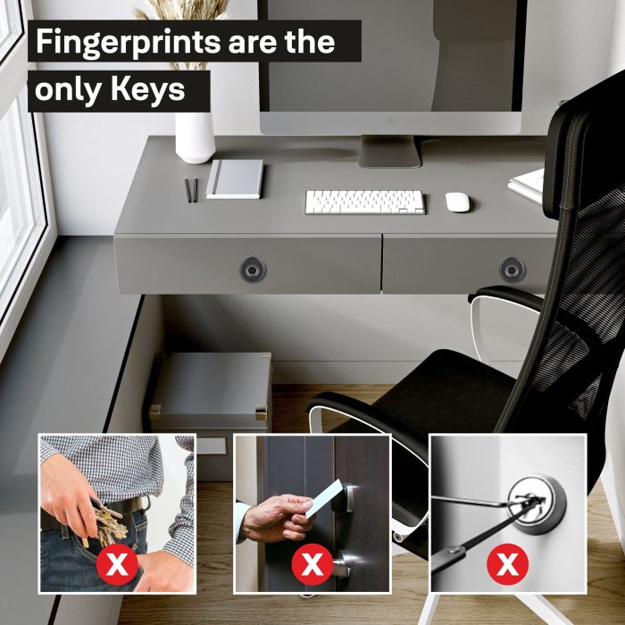 Yale Biometric YLDRPB- BL | Smart Premium Furniture Lock | Black, Brown, Ivory