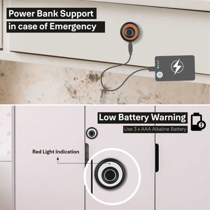 Yale Biometric YLDRPB- BL | Smart Premium Furniture Lock | Black, Brown, Ivory
