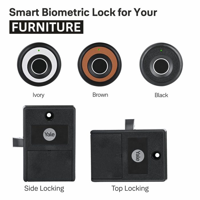Yale Biometric YLDRPB- BL | Smart Premium Furniture Lock | Black, Brown, Ivory