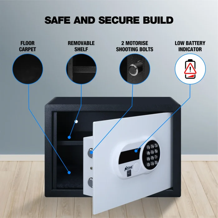 Ozone Aries | Digital Safe | 15.9 Litres - alloy steel electronic lock safe