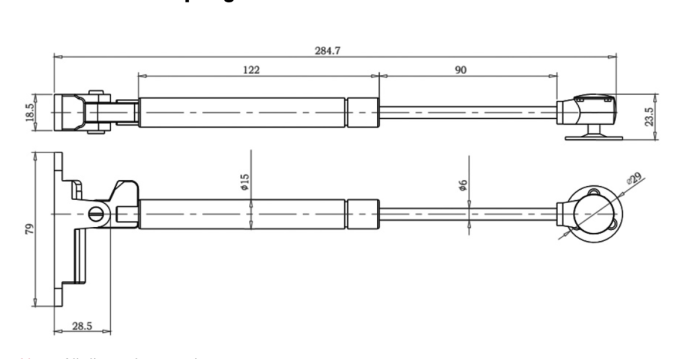 Hafele Soft Close Gas Spring Set for Wooden Shutters and Cabinets | Upward Opening | Anthracite