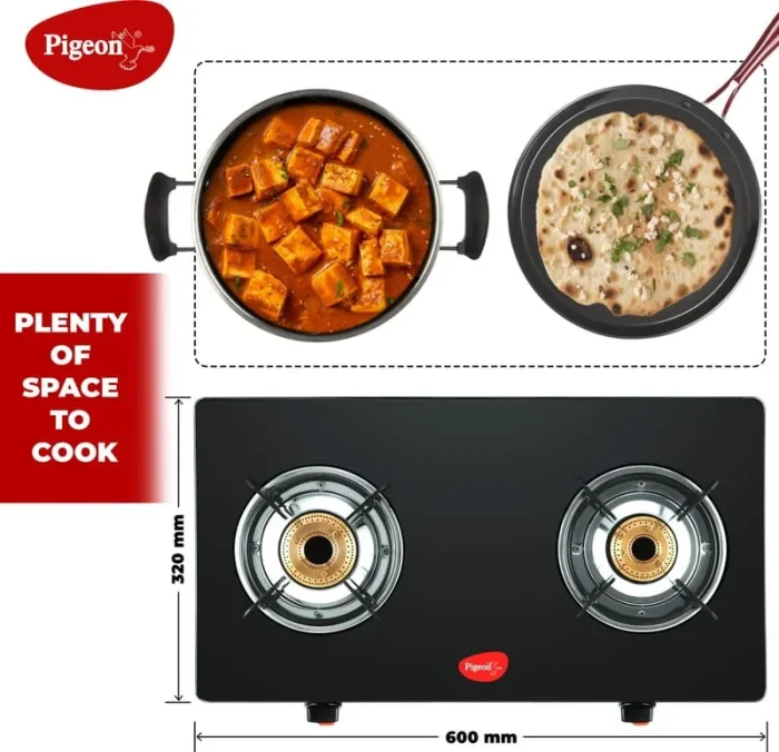 Pigeon Ayush 2 Burner Glasstop Gas Stove Black 3