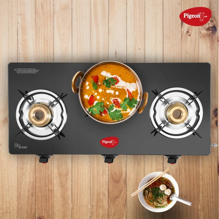 Pigeon Ayush 3 Burner Glasstop Gas Stove
