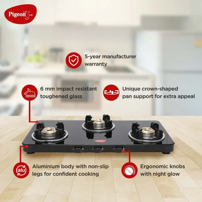 Pigeon Ultra Slim Gas Stove with 3 Burners