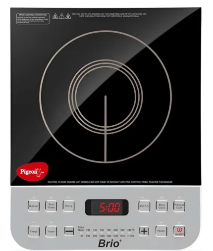 Pigeon Induction Cooktop | BRIO | Black and Silver Toned | 2100 W