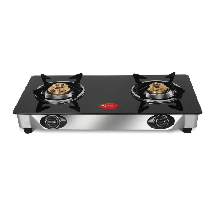 Pigeon 2 Burner Gas Stove | Black | AYUSH