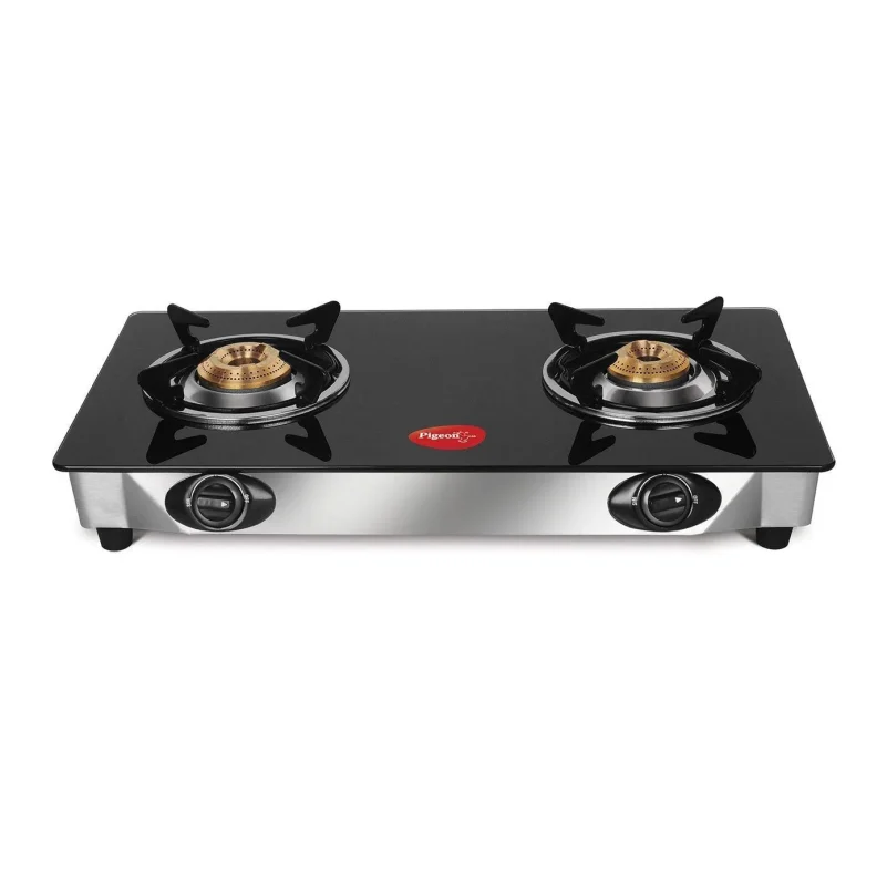 Pigeon 2 Burner Gas Stove | Black | AYUSH