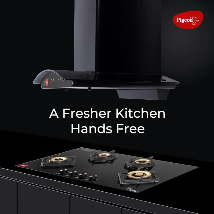 Pigeon Black Diamond Curved Kitchen Chimney (60 cm) | 1500 m3/hr Suction Capacity