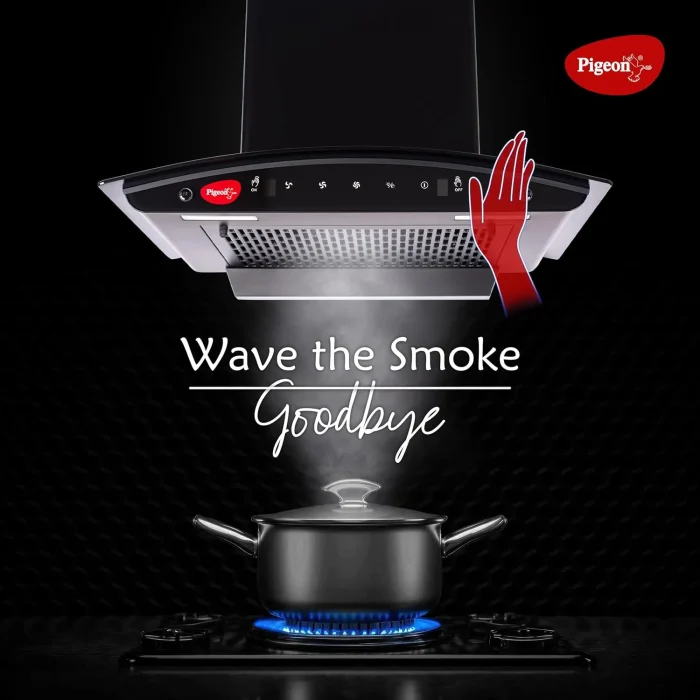 Pigeon Black Diamond Curved Kitchen Chimney (60 cm) | 1500 m3/hr Suction Capacity