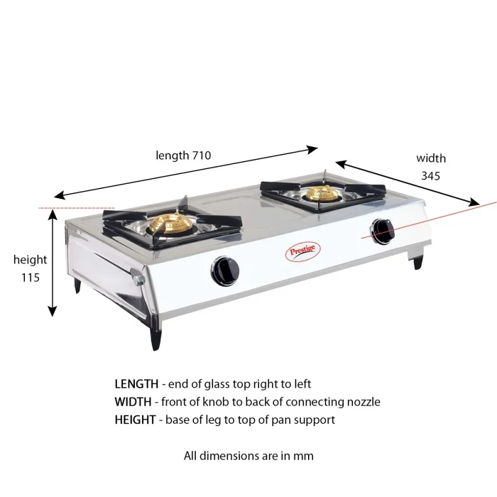 Prestige Agni Gas Stove | Stainless Steel | 2 Burner