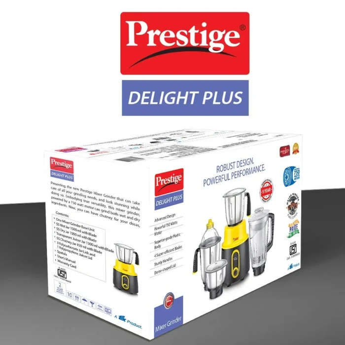Prestige Delight Plus Mixer Grinder with 4 Jars