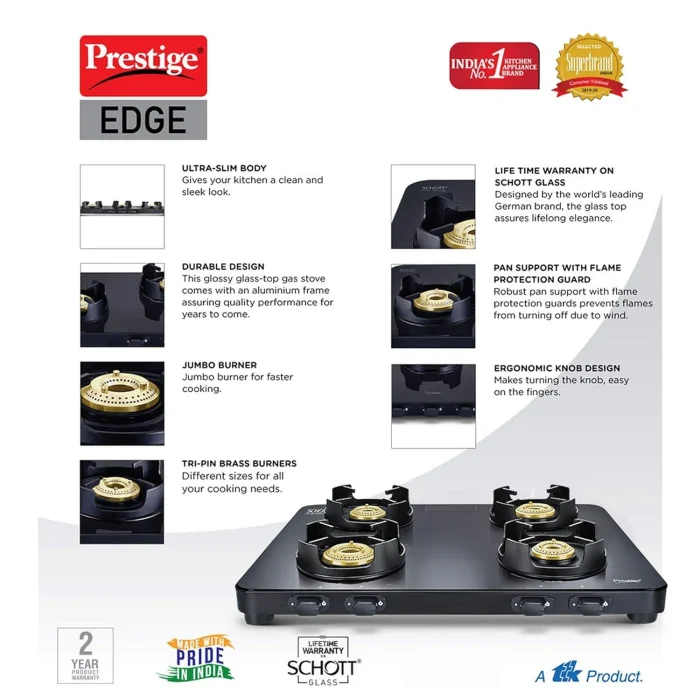 Prestige Edge Gas Stove - 4 Burner