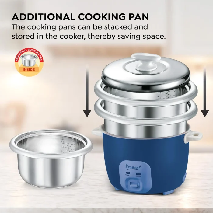 Prestige Electric Rice Cooker - Cute 1.8-2 SS (1.8 L Open Type, with Stainless Steel Cooking Pan - 2 Unit)