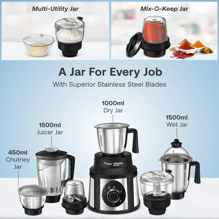 Prestige Endura Mixer Grinder with 6 Jars