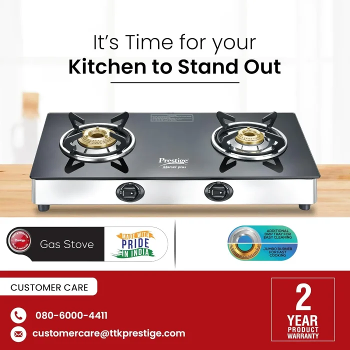 Prestige Marvel Plus Manual Stainless Steel 2 Burners Gas Stove