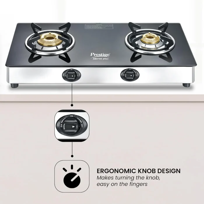 Prestige Marvel Plus Manual Stainless Steel 2 Burners Gas Stove