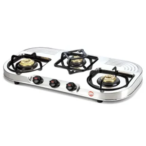 Prestige Royale Gas Stove | 3 Burner | Stainless Steel