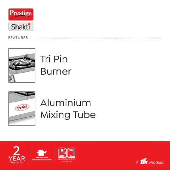 Prestige Shakti Gas Stove | Stainless Steel | 2 Burner