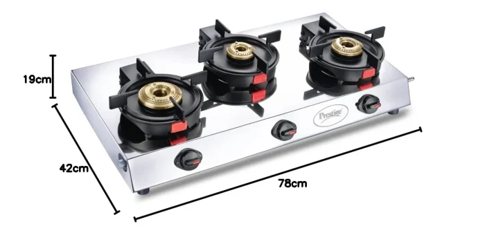 Prestige Svachh Gas Stove 3 Burner Auto-ignition