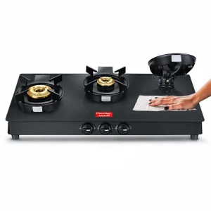 Prestige Svachh Neo 3 Burner Gas Stove | Toughened Glasstop | Black