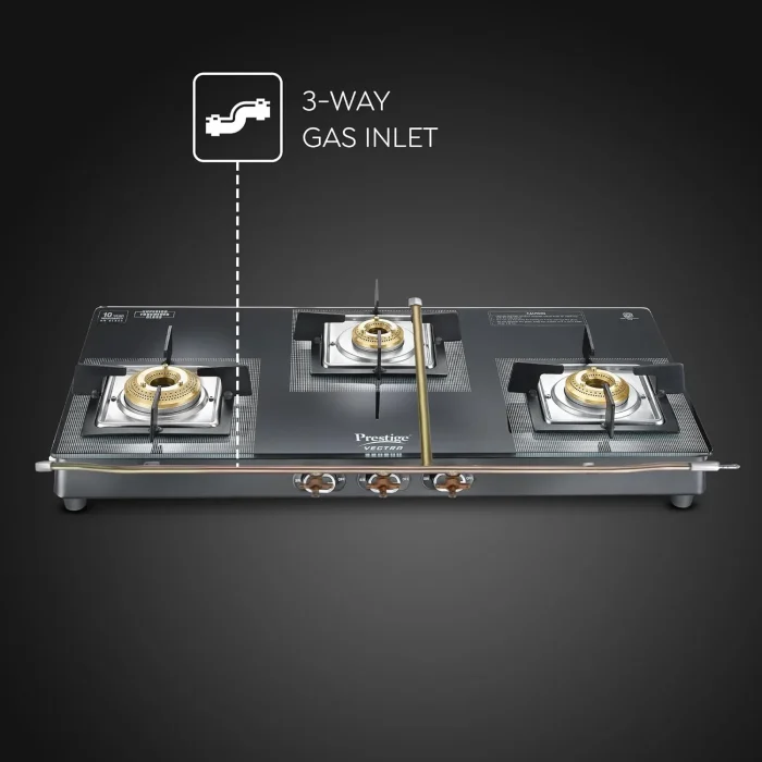 Prestige Vectra 3 Burner Glasstop Gas Stove