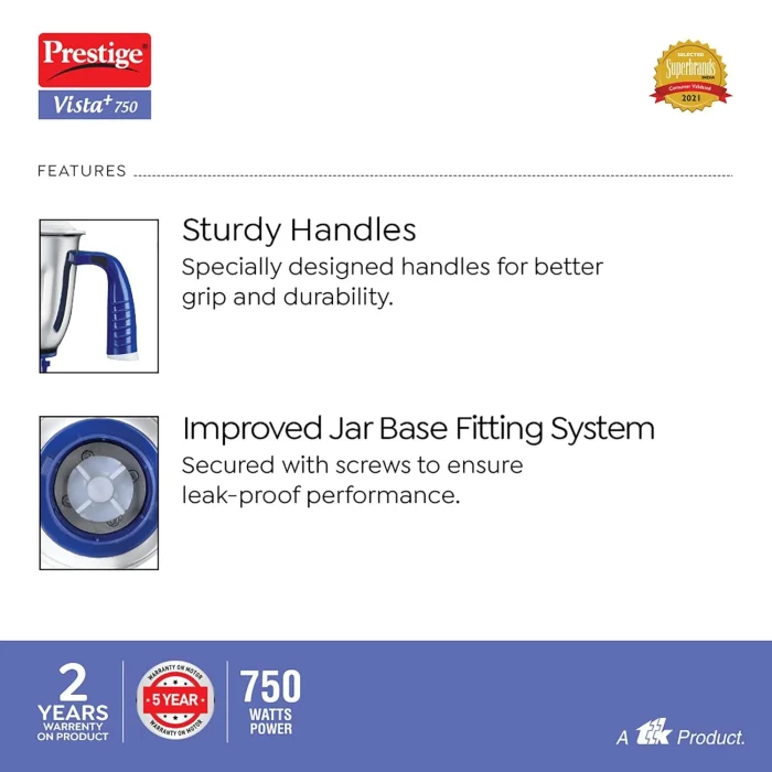 Prestige Deluxe LS Mixer Grinder with 3 Jars 750W 
