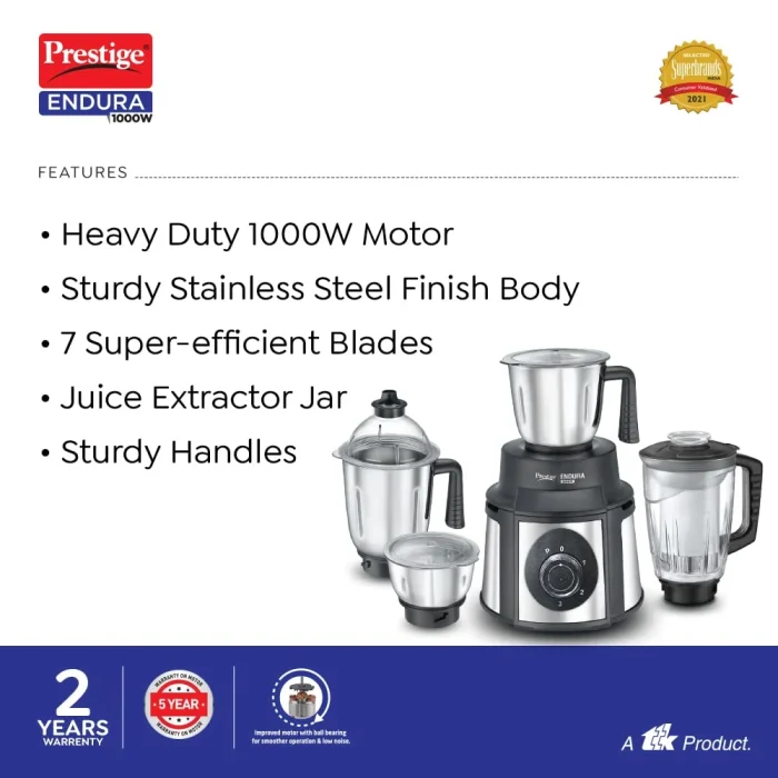 Prestige Endura Mixer Grinder with 4 Jars