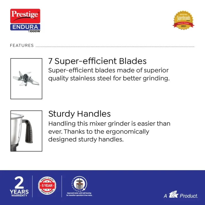 Prestige Endura Mixer Grinder with 4 Jars