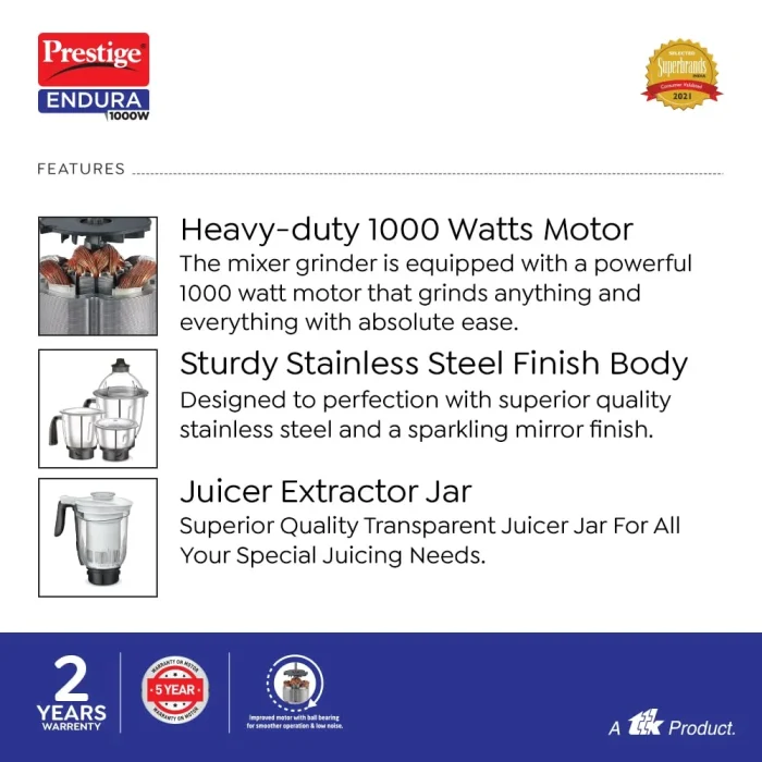Prestige Endura Mixer Grinder with 4 Jars