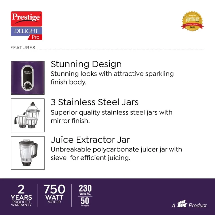 Prestige Delight Pro Mixer Grinder with 6 Jar