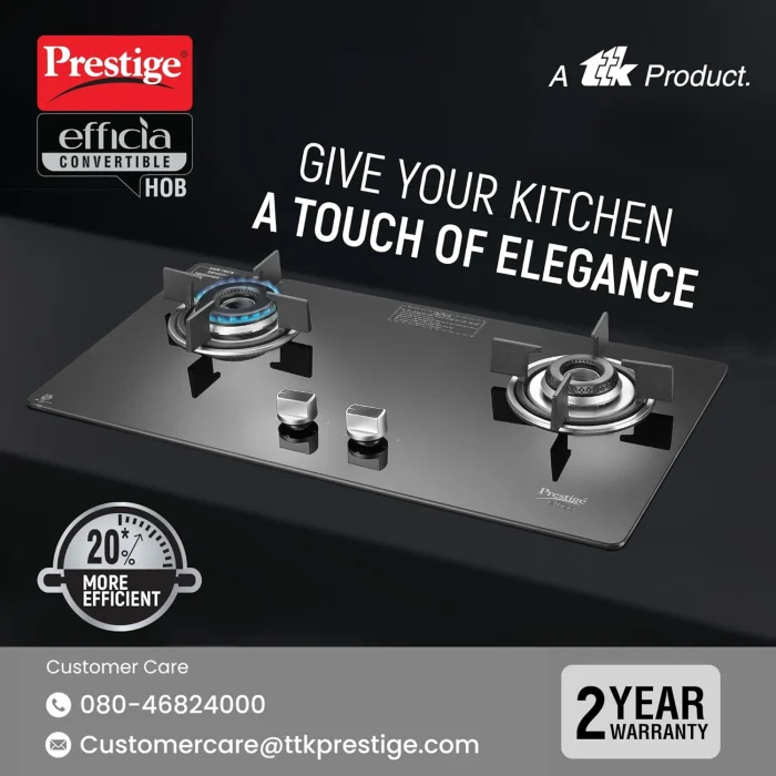 Prestige 2 Burner Efficia Convertible Gas Stove Hob