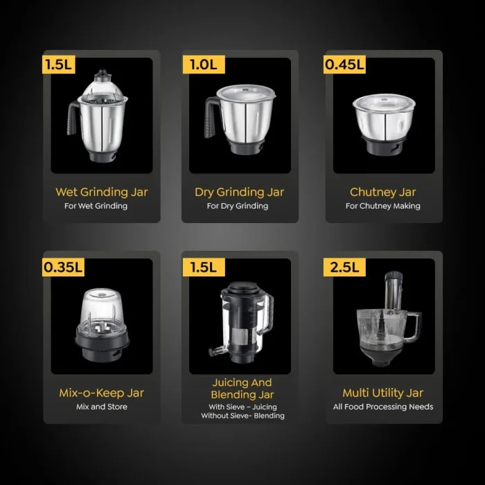 Prestige Endura Pro Mixer Grinder with 6 Jars 