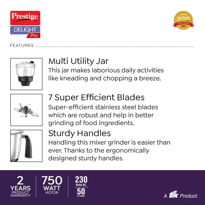 Prestige Delight Pro Mixer Grinder with 6 Jar