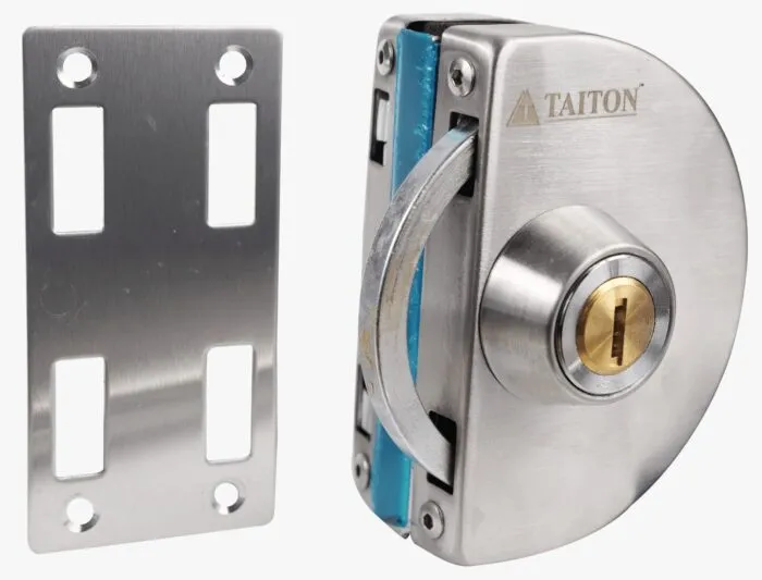 TAITON Glass Door Lock with Strike Plate Without Cutout (TPL-4A-N-S)
