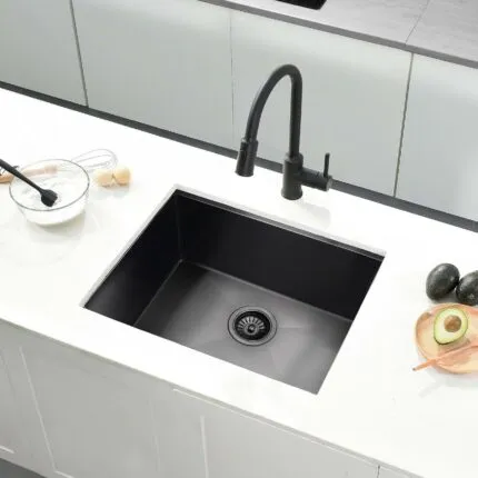HYZIK Single Bowl Black Stainless Steel Kitchen Sink